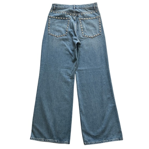 Reformation Cary High Rise Slouchy Wide Leg Jeans Chesapeake Studded 29 - Picture 5 of 10